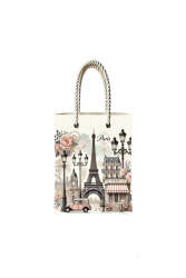 Çantasepette Paris Temalı Fermuarlı Günlük Kullanım Bez Çanta - Çantasepette