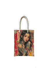 Çantasepette Japon Dövmeli Kadın Temalı Fermuarlı Günlük Kullanım Bez Çanta - Çantasepette