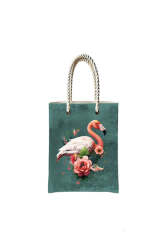 Çantasepette Flamingo Sanatsal Temalı Fermuarlı Günlük Kullanım Bez Çanta - Çantasepette