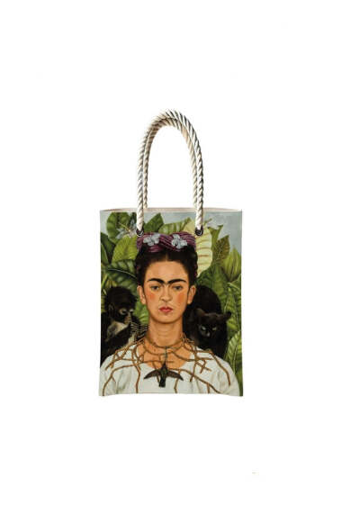 Çantasepette Frida Kahlo Orijinal Tablo Temalı Fermuarlı Günlük Kullanım Bez Çanta - 1