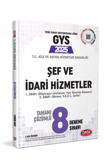 Data Yayınları 2025 T.C Aile ve Sosyal Hizmetler Bakanlığı Şef ve İdari Hizmetleri 8 Deneme Sınavı - 1