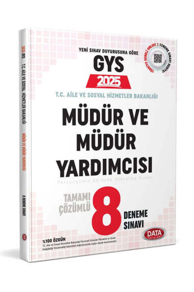 Data Yayınları 2025 T.C Aile ve Sosyal Hizmetler Bakanlığı Müdür ve Müdür Yardımcısı 8 Deneme Sınavı - 1