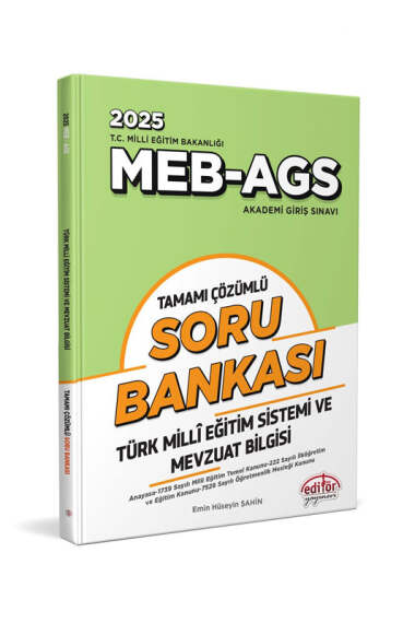 Editör Yayınları 2025 MEB-AGS Türk Milli Eğitim Sistemi ve Mevzuat Bilgisi Soru Bankası - 1