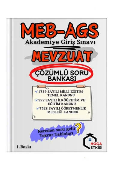 Hoca Etkisi Yayınları 2025 MEB-AGS Mevzuat Soru Bankası - 1