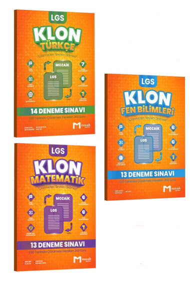 Mozaik Yayınları 8.Sınıf LGS Türkçe-Matematik-Fen Bilimleri Klon Deneme Seti - 1