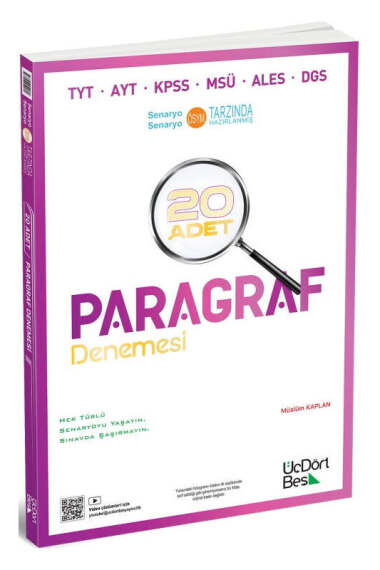 ÜçDörtBeş Yayınları 2026 20 Adet TYT AYT KPSS MSÜ ALES DGS Paragraf Denemesi - 1