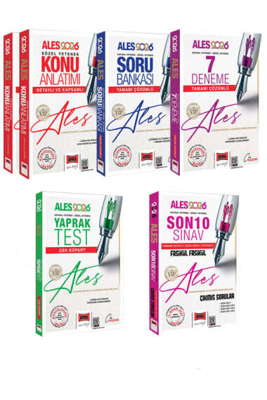 Yargı Yayınları 2026 ALES VIP Sayısal-Sözel Yetenek Konu - Soru - 7 Deneme - Yaprak Test - 10 Sınav Çıkmış Sorular Seti (5 Kitap) - 1