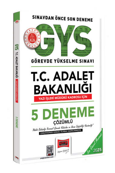 Yargı Yayınları 2025 T.C Adalet Bakanlığı Yazı İşleri Müdürü Kadrosu İçin Çözümlü 5 Deneme - 1