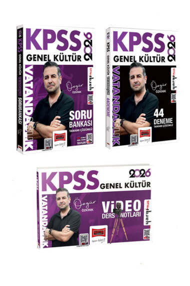 Yargı Yayınları 2026 KPSS Genel Kültür Vatandaşlık Soru Bankası - 44 Deneme ve Video Ders Notları Seti (Özgür Özkınık) - 1