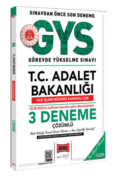 Yargı Yayınları 2025 T.C. Adalet Bakanlığı Yazı İşleri Müdürü Kadrosu İçin 3 Deneme - 1