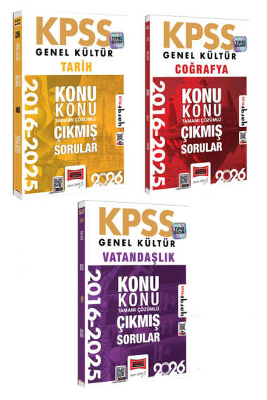Yargı Yayınları 2026 KPSS Genel Kültür Tarih-Coğrafya-Vatandaşlık 10 Yıl Konu Konu Çıkmış Sorular Seti (3 Kitap) - 1