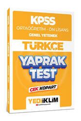 Yediiklim Yayınları 2024 KPSS Ortaöğretim Ön Lisans Genel Yetenek Türkçe Çek Kopart Yaprak Test - Yediiklim Yayınları