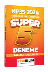 Yediiklim Yayınları 2024 KPSS Ortaöğretim Ön Lisans Süper 5li Deneme Tamamı Çözümlü - Yediiklim Yayınları