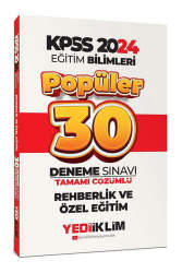 Yediiklim Yayınları 2024 Eğitim Bilimleri Rehberlik Özel Eğitim Popüler Tamamı Çözümlü 30 Deneme - Yediiklim Yayınları