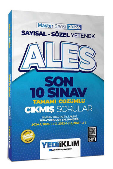 Yediiklim Yayınları 2024 ALES Sayısal Sözel Yetenek Son 10 Sınav Tamamı Çözümlü Çıkmış Sorular - 1