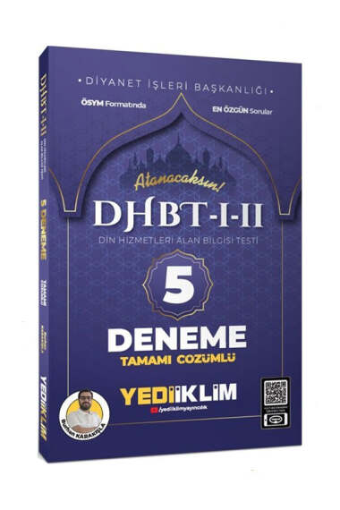 Yediiklim Yayınları DHBT I-II Din Hizmetleri Alan Bilgisi Testi Tamamı Çözümlü 5 Deneme - 1