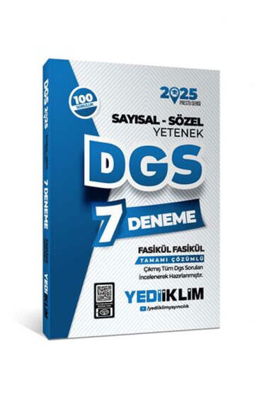 Yediiklim Yayınları 2025 DGS Sayısal-Sözel Yetenek Tamamı Çözümlü 7 Deneme - 1