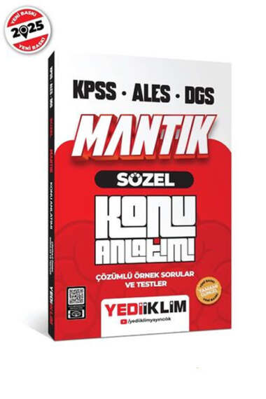 Yediiklim Yayınları 2025 KPSS-ALES-DGS Sözel Mantık Konu Anlatımı - 1