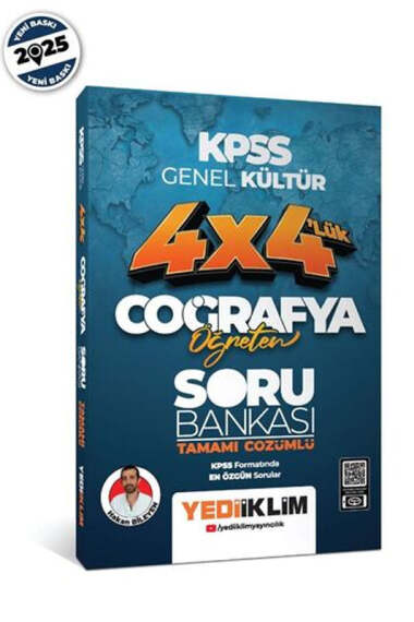 Yediiklim Yayınları 2025 KPSS Coğrafya Öğreten 4x4 Tamamı Çözümlü Soru Bankası (Hakan Bileyen) - 1