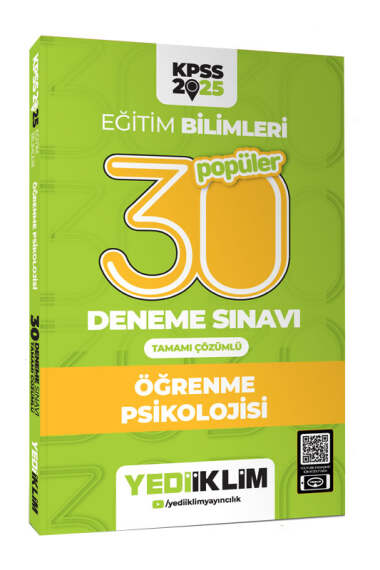 Yediiklim Yayınları 2025 KPSS Eğitim Bilimleri 30 Popüler Öğrenme Psikolojisi Tamamı Çözümlü Deneme Sınavı  - 1