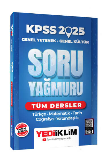 Yediiklim Yayınları 2025 KPSS Genel Yetenek Genel Kültür Tüm Dersler Soru Yağmuru - 1