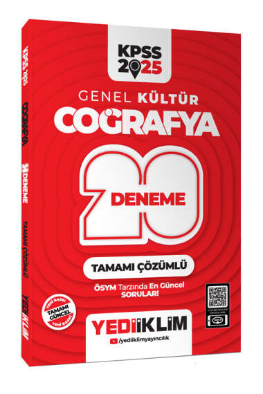 Yediiklim Yayınları 2025 KPSS Genel Kültür Coğrafya Tamamı Çözümlü 20 Deneme - 1