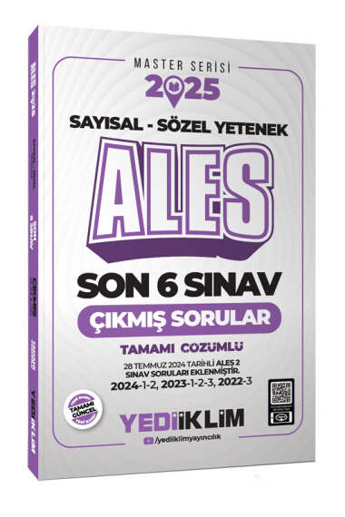 Yediiklim Yayınları 2025 ALES Sayısal Sözel Yetenek Tamamı Çözümlü Son 6 Sınav Çıkmış Sorular (28.07.2024 Tarihli ALES-2 EKLİ) - 1