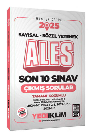 Yediiklim Yayınları 2025 ALES Sayısal Sözel Yetenek Tamamı Çözümlü Son 10 Sınav Çıkmış Sorular (28.07.2024 Tarihli ALES-2 EKLİ) - 1