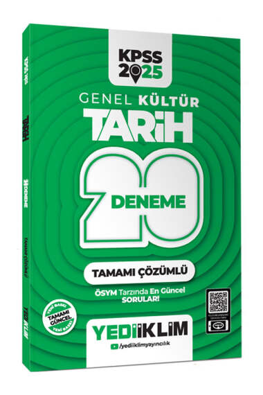 Yediiklim Yayınları 2025 KPSS Genel Kültür Tarih Tamamı Çözümlü 20 Deneme - 1