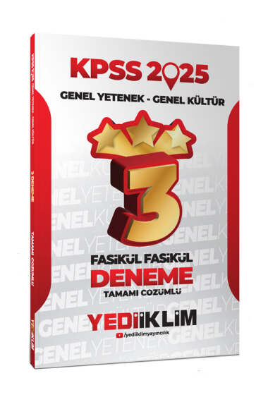 Yediiklim Yayınları 2025 KPSS Genel Yetenek Genel Kültür Tamamı Çözümlü Fasikül Fasikül 3 Yıldız Deneme - 1