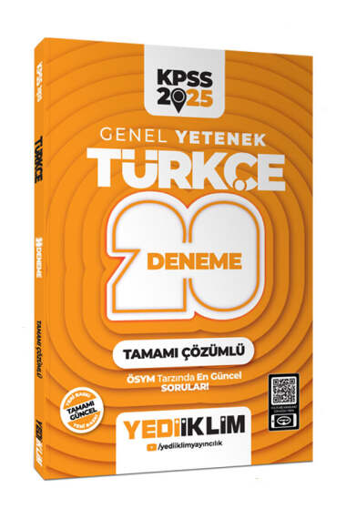 Yediiklim Yayınları 2025 KPSS Genel Yetenek Türkçe Tamamı Çözümlü 20 Deneme - 1