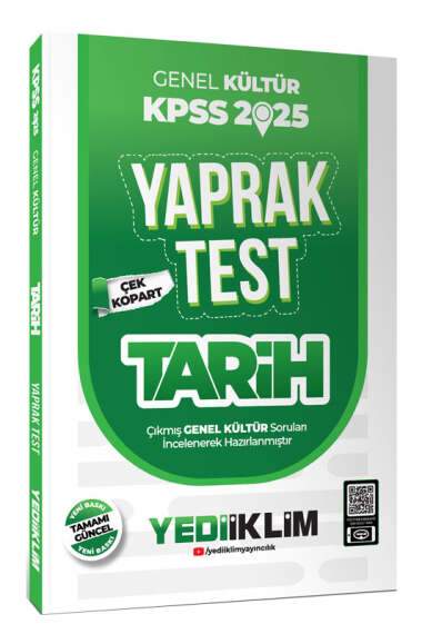 Yediiklim Yayınları 2025 KPSS Genel Kültür Tarih Çek Kopart Yaprak Test - 1