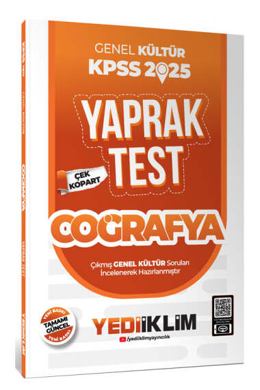 Yediiklim Yayınları 2025 KPSS Genel Kültür Coğrafya Çek Kopart Yaprak Test - 1