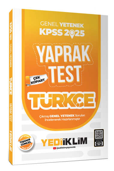 Yediiklim Yayınları 2025 KPSS Genel Yetenek Türkçe Çek Kopart Yaprak Test - 1