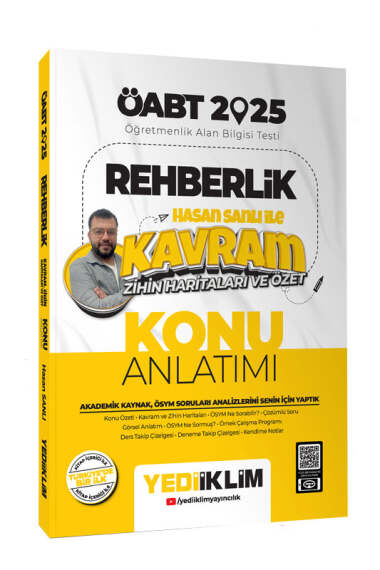 Yediiklim Yayınları 2025 ÖABT Rehberlik Hasan Sanlı ile Kavram Zihin Haritaları ve Özet Konu Anlatımı - 1