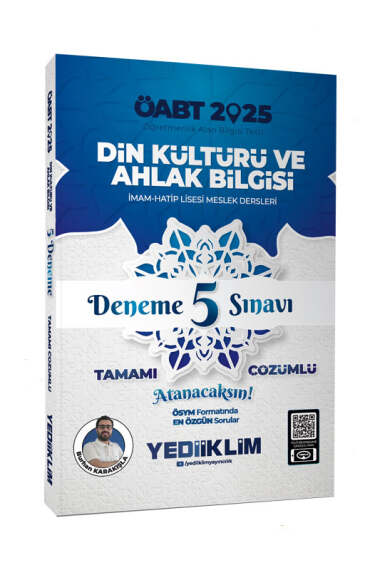 Yediiklim Yayınları 2025 ÖABT Din Kültürü ve Ahlak Bilgisi Tamamı Çözümlü Deneme 5 Sınavı - 1