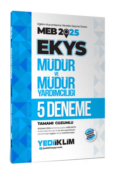 Yediiklim Yayınları 2025 MEB EKYS Müdür ve Müdür Yardımcılığı Tamamı Çözümlü 5 Deneme - 1