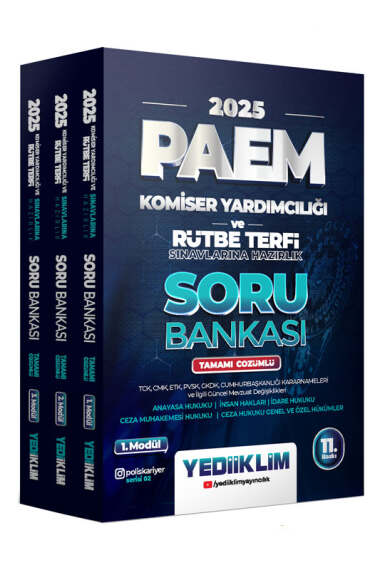 Yediiklim Yayınları 2025 PAEM Komiser Yardımcılığı ve Rütbe Terfi Sınavlarına Hazırlık Modüler Set Tamamı Çözümlü Soru Bankası (3 Modül) - 1