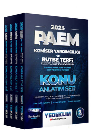 Yediiklim Yayınları 2025 PAEM Komiser Yardımcılığı ve Rütbe Terfi Sınavlarına Hazırlık TCK, CMK, PVSK, GKDK Cumhurbaşkanlığı Kararnameleri ve İlgili Güncel Mevzuat Değişiklikleri Konu Anlatım Seti (4 Modül) - 1