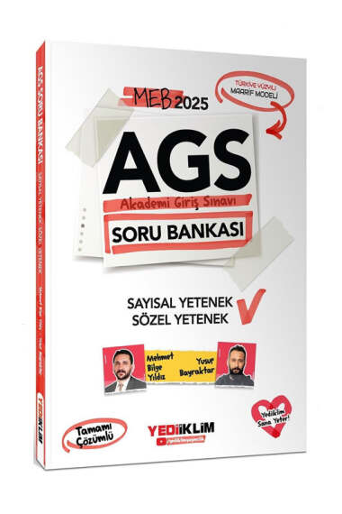 Yediiklim Yayınları 2025 MEB-AGS Sözel Yetenek Sayısal Yetenek Tamamı Çözümlü Soru Bankası - 1