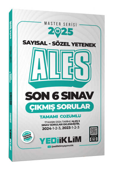 Yediiklim Yayınları 2025 ALES Master Serisi Sayısal - Sözel Yetenek Tamamı Çözümlü Son 6 Sınav Çıkmış Sorular (ALES 3 DAHİL) - 1