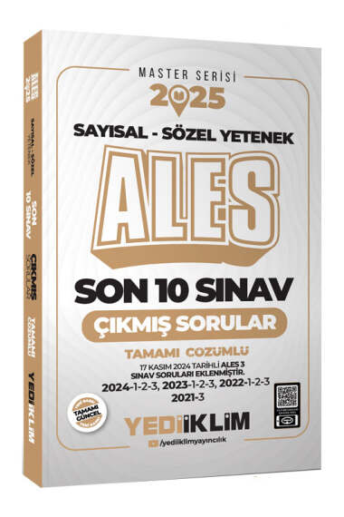 Yediiklim Yayınları 2025 ALES Master Serisi Sayısal - Sözel Yetenek Tamamı Çözümlü Son 10 Sınav Çıkmış Sorular (ALES 3 DAHİL) - 1