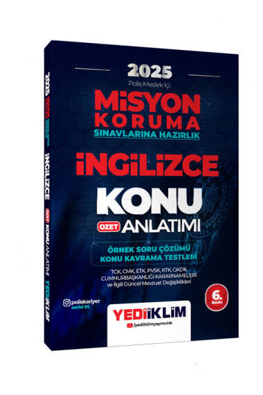 Yediiklim Yayınları 2025 PAEM Misyon Koruma Sınavlarına Hazırlık İngilizce Özet Konu Anlatımı (Örnek Soru Çözümü - Konu Kavrama Testleri) - 1