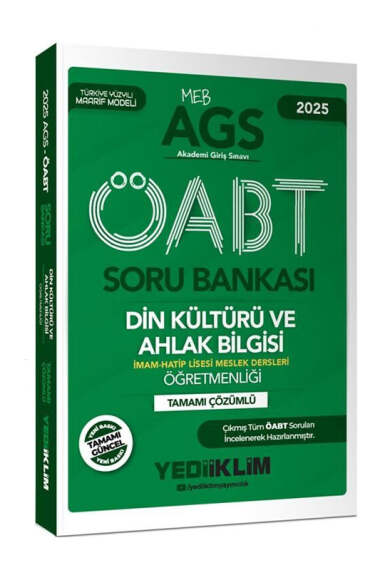 Yediiklim Yayınları 2025 MEB AGS ÖABT Din Kültürü ve Ahlak Bilgisi Öğretmenliği Tamamı Çözümlü Soru Bankası - 1