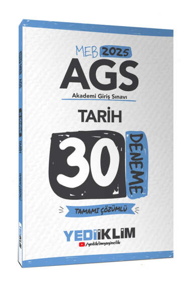 Yediiklim Yayınları 2025 MEB-AGS Tarih Tamamı Çözümlü 30 Deneme - 1