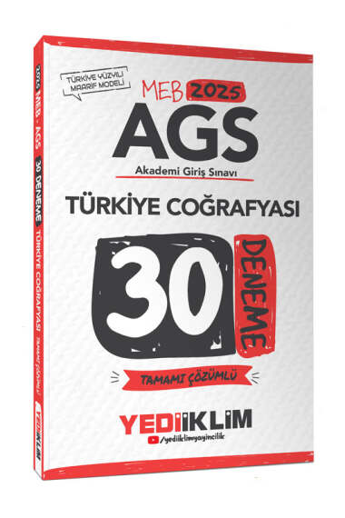 Yediiklim Yayınları 2025 MEB-AGS Türkiye Coğrafyası Tamamı Çözümlü 30 Deneme - 1