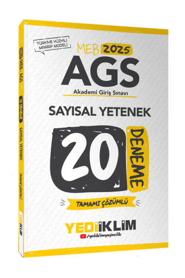 Yediiklim Yayınları 2025 MEB-AGS Sayısal Yetenek Tamamı Çözümlü 20 Deneme - 1