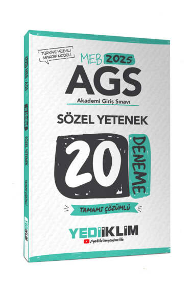 Yediiklim Yayınları 2025 MEB AGS Sözel Yetenek Tamamı Çözümlü 20 Deneme - 1