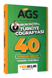 Yediiklim Yayınları 2025 MEB AGS Hakan Bileyen ile Türkiye Coğrafyası Tamamı Çözümlü 40 Deneme Sınavı - Yediiklim Yayınları