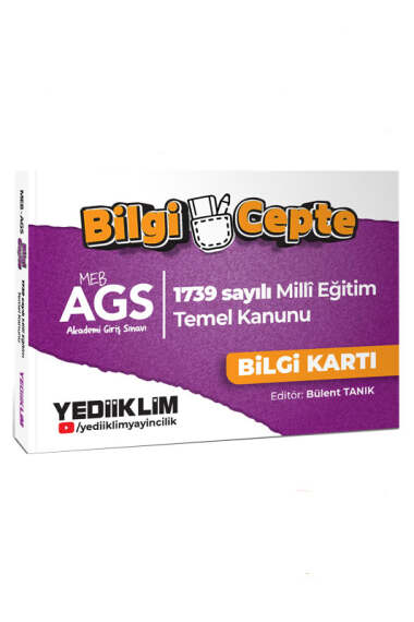 Yediiklim Yayınları MEB AGS Bilgi Cepte 1739 Sayılı Milli Eğitim Temel Kanunu Bilgi Kartı (Soru-Cevap) - 1